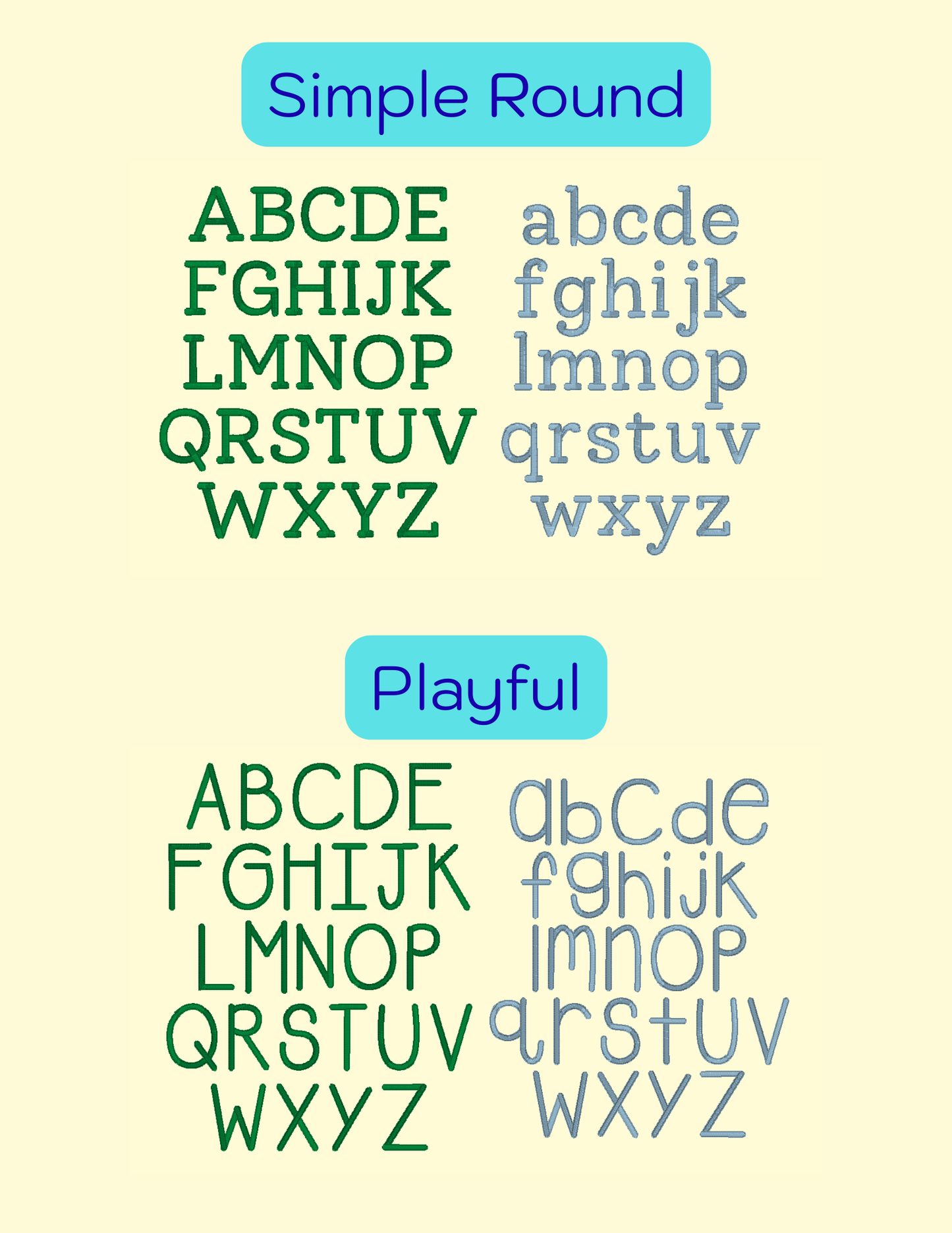 Basic Embroidery Fonts