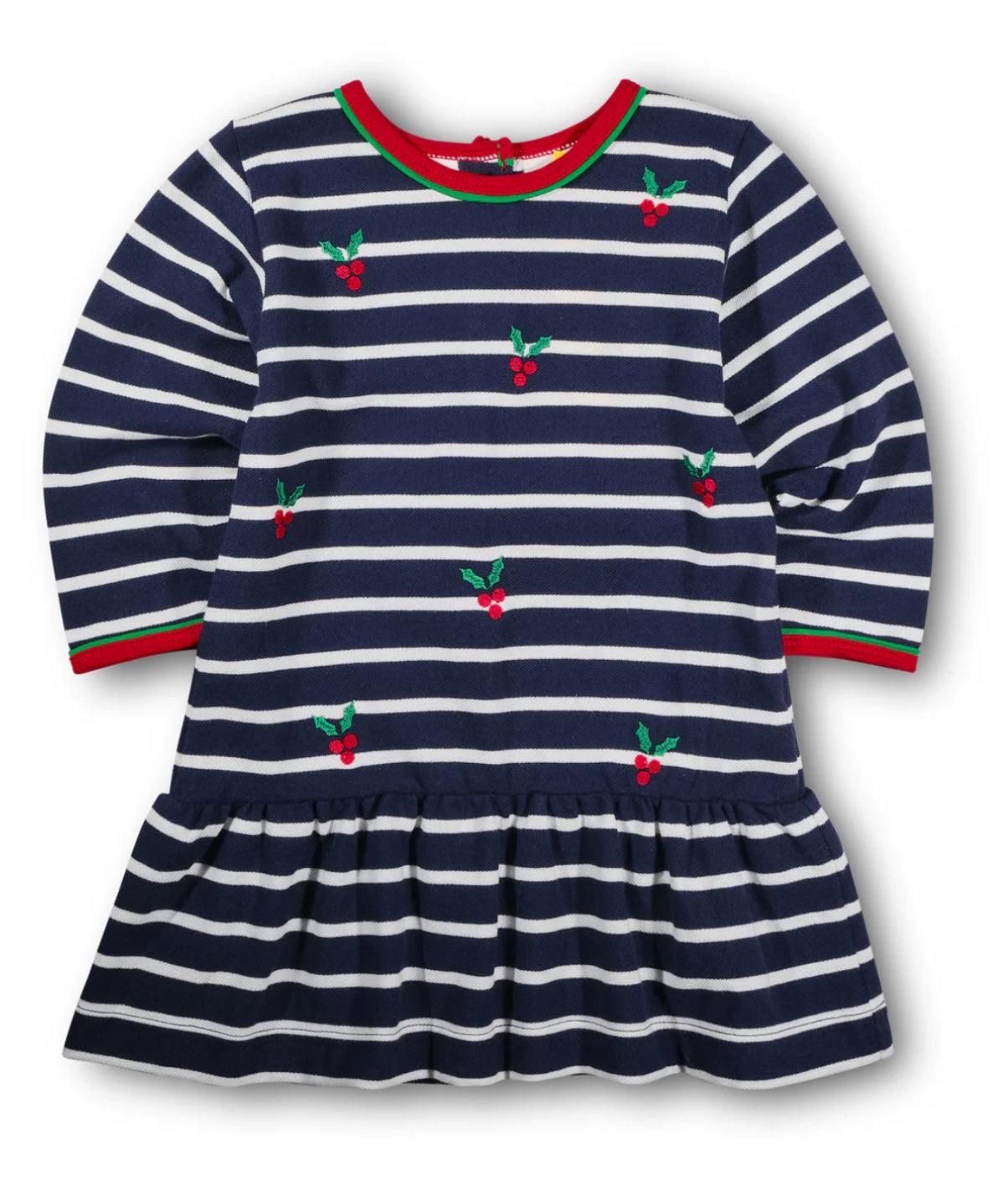 Stripe Knit Dress With Embroidered Holly Dress