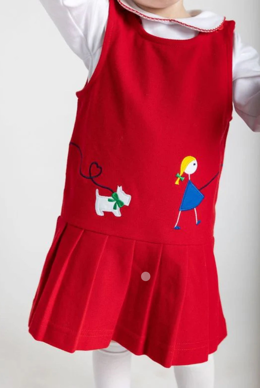Pique Knit Jumper With Girl Walking Dog