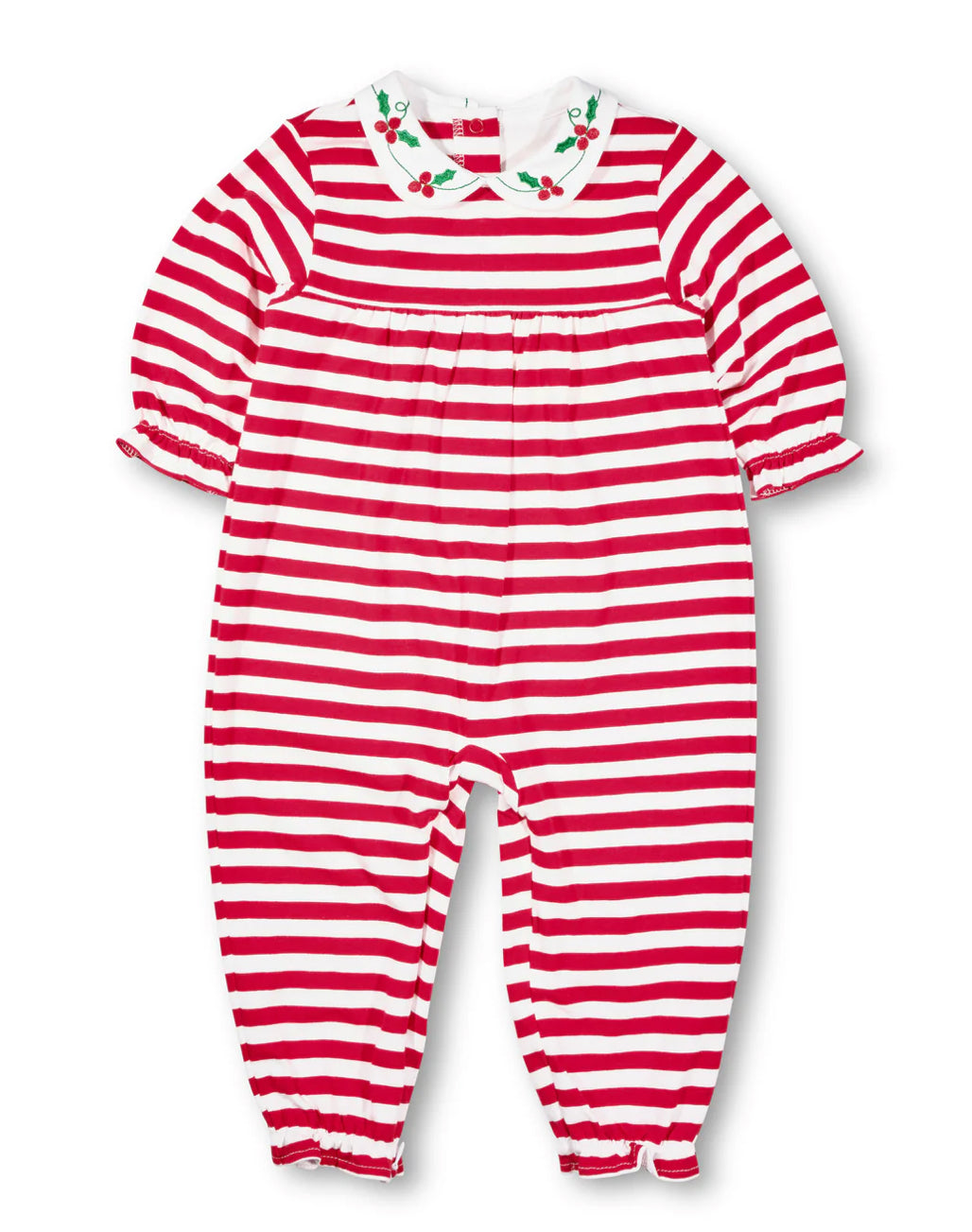 Stripe Knit Longall With Embroidered Holly