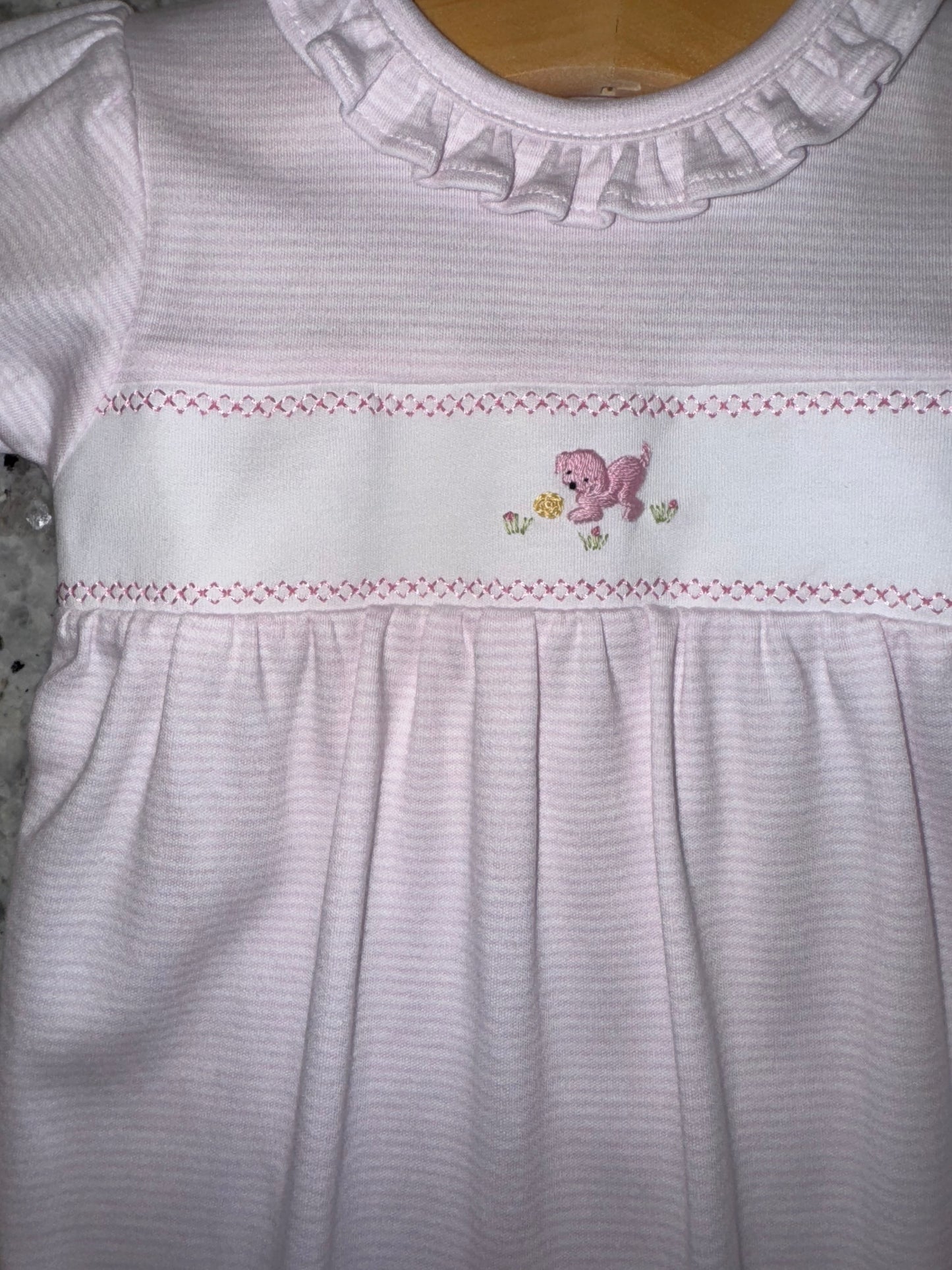 Premier Playful Pups Footie W/ Hand Embroidered Stripe
