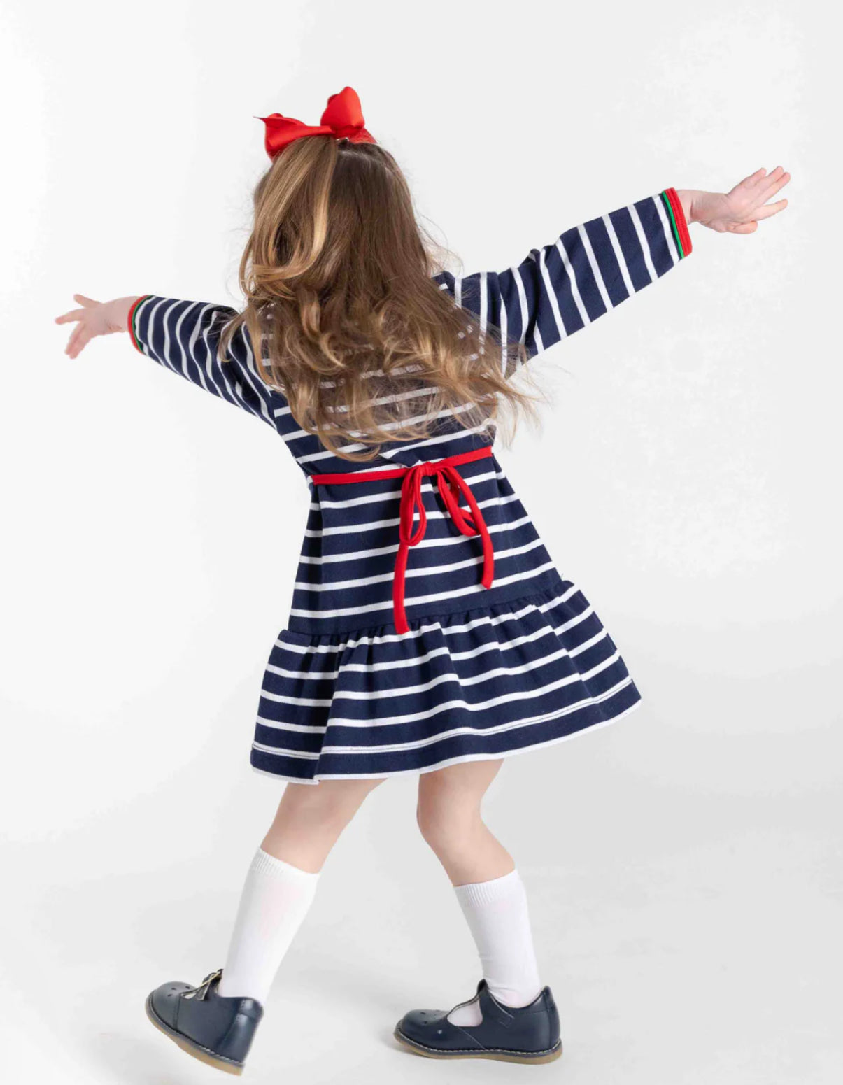 Stripe Knit Dress With Embroidered Holly Dress