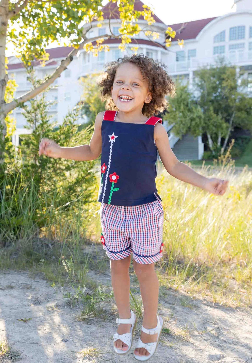 Knit Top With Ric Rac, Flowers & Star