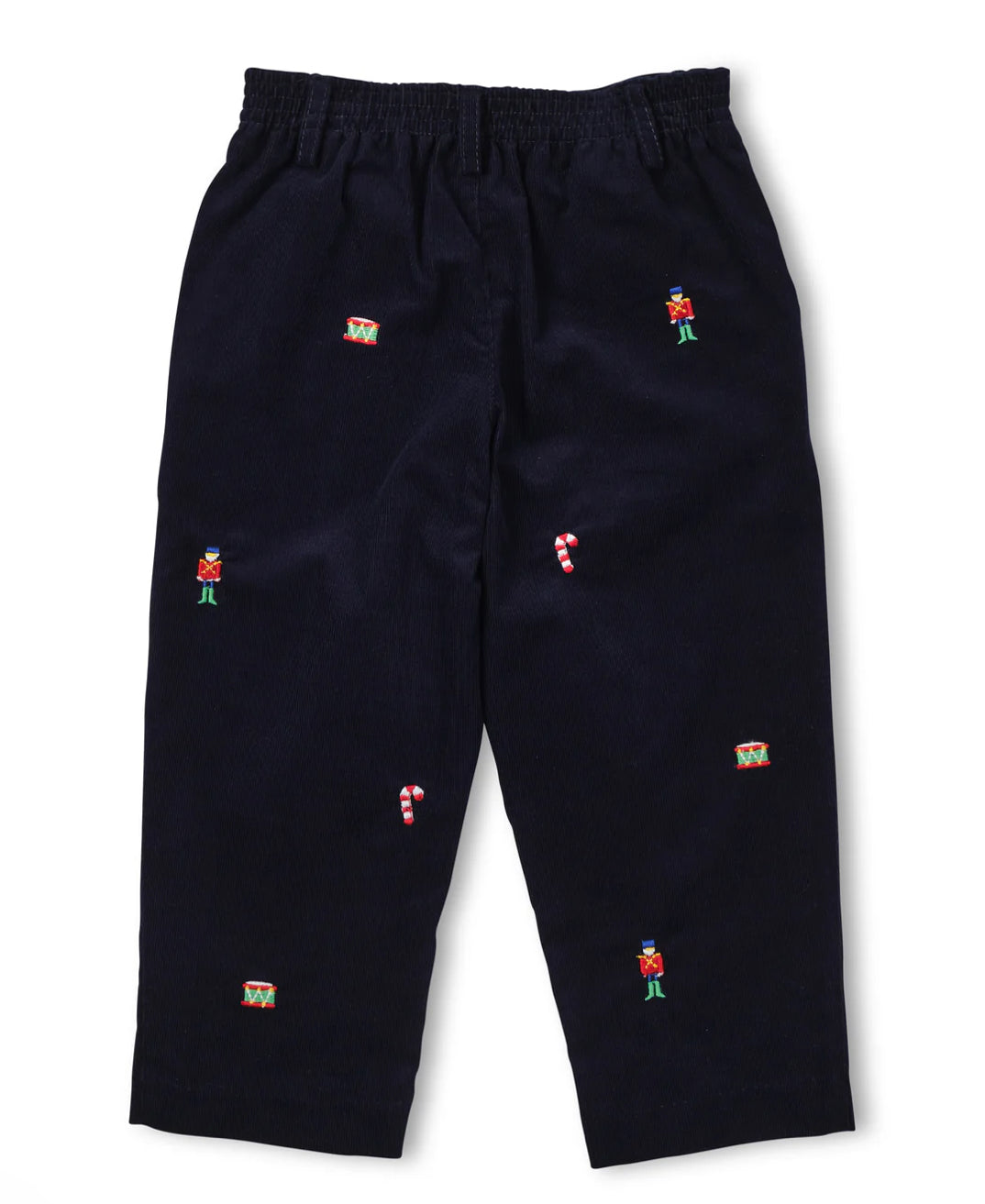 Corduroy Fake Fly Pants With Allover Embroidery