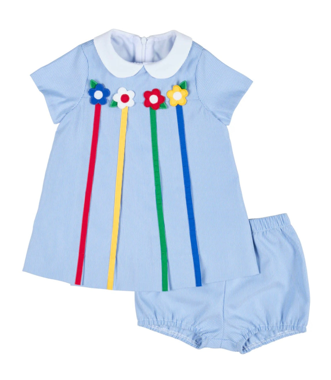 Printed Pique Dress and Bloomer with Flowers