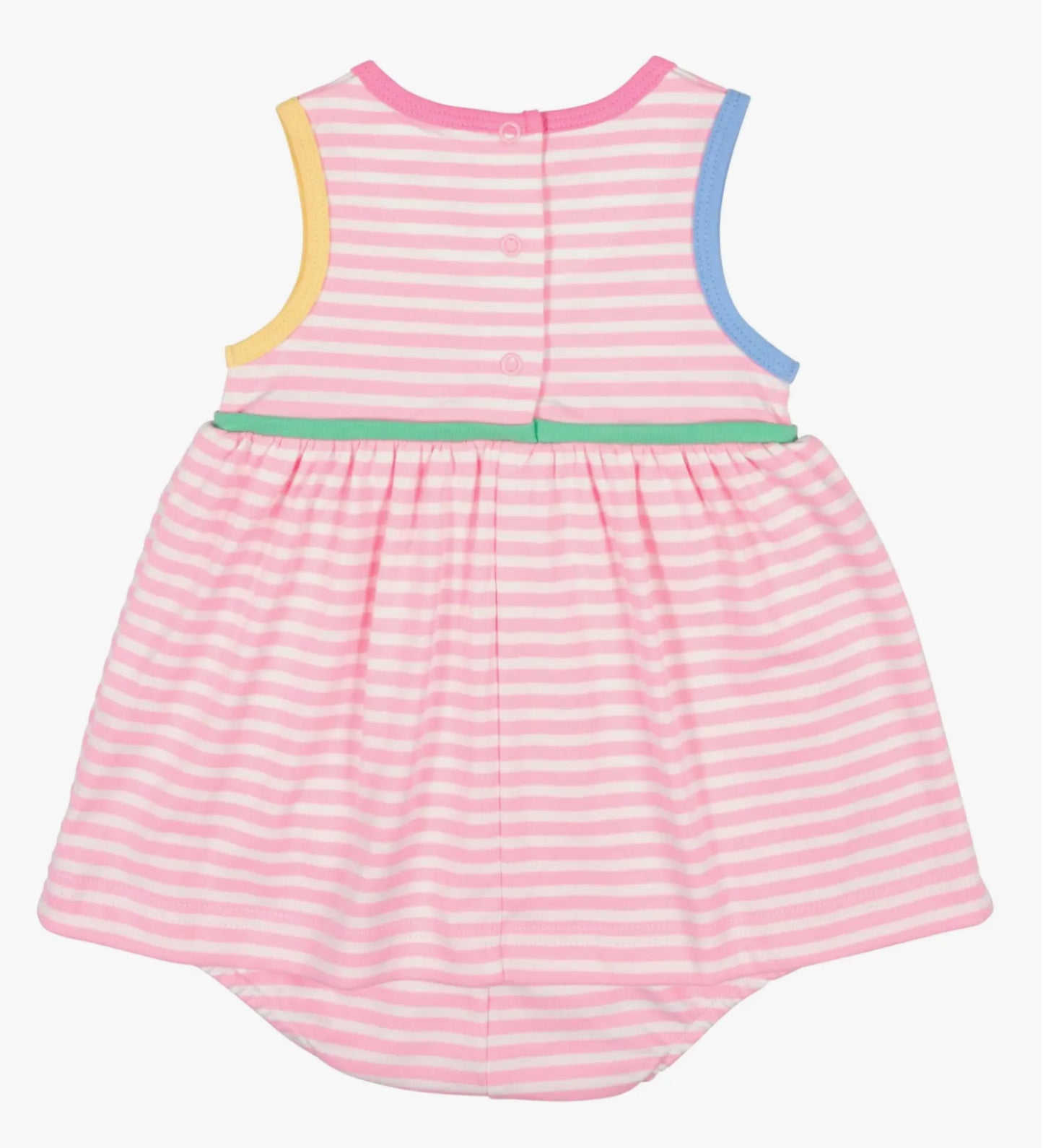 Stripe Knit Romper With Flowers