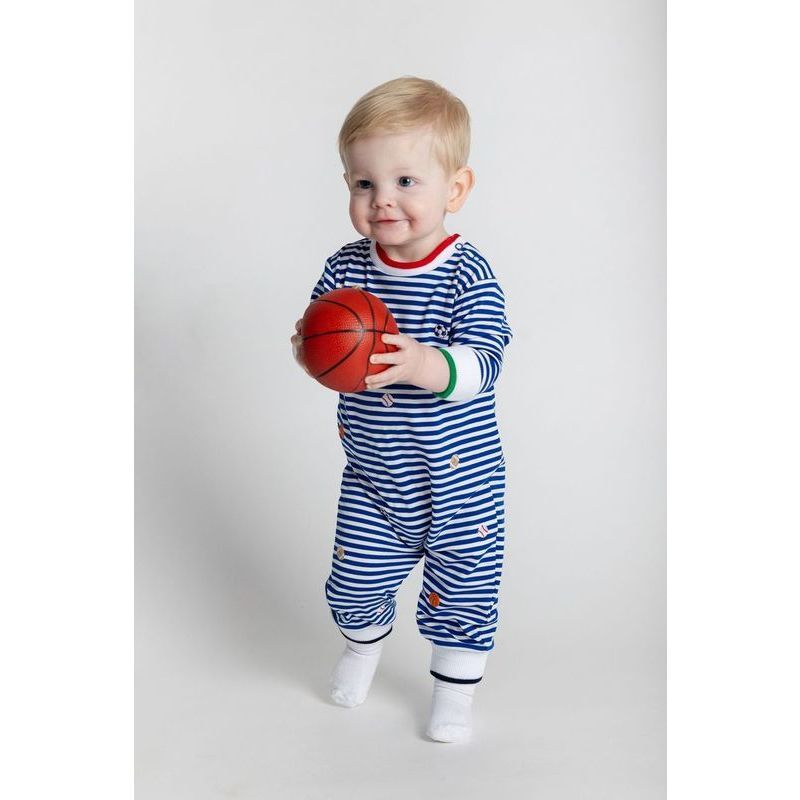 Stripe Knit Longall With Emb Sport Balls