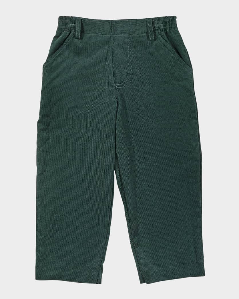 Green Corduroy Fake Fly Pants
