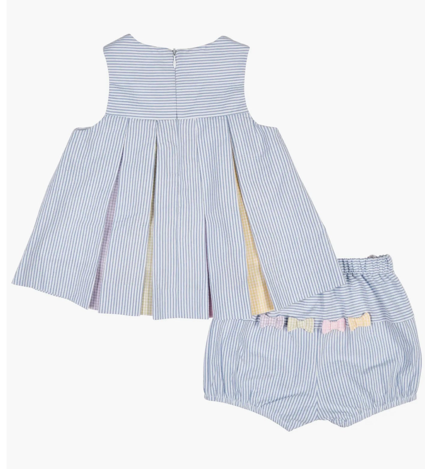 Multicolor Seersucker Dress & Bloomer