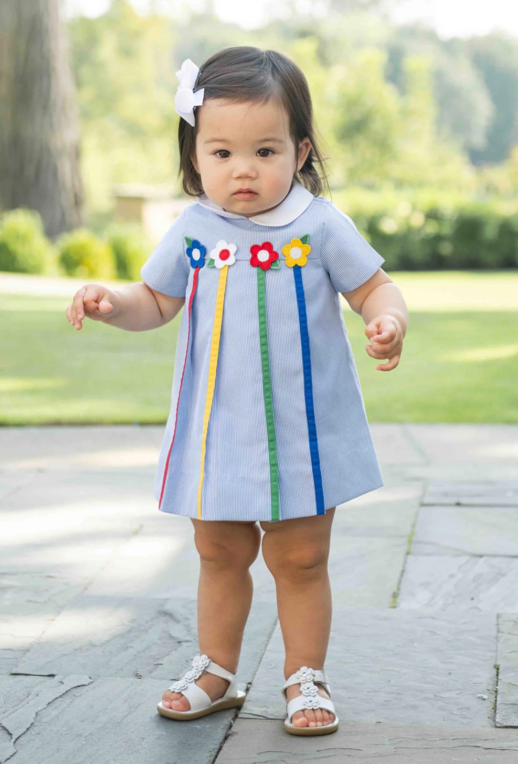 Printed Pique Dress and Bloomer with Flowers