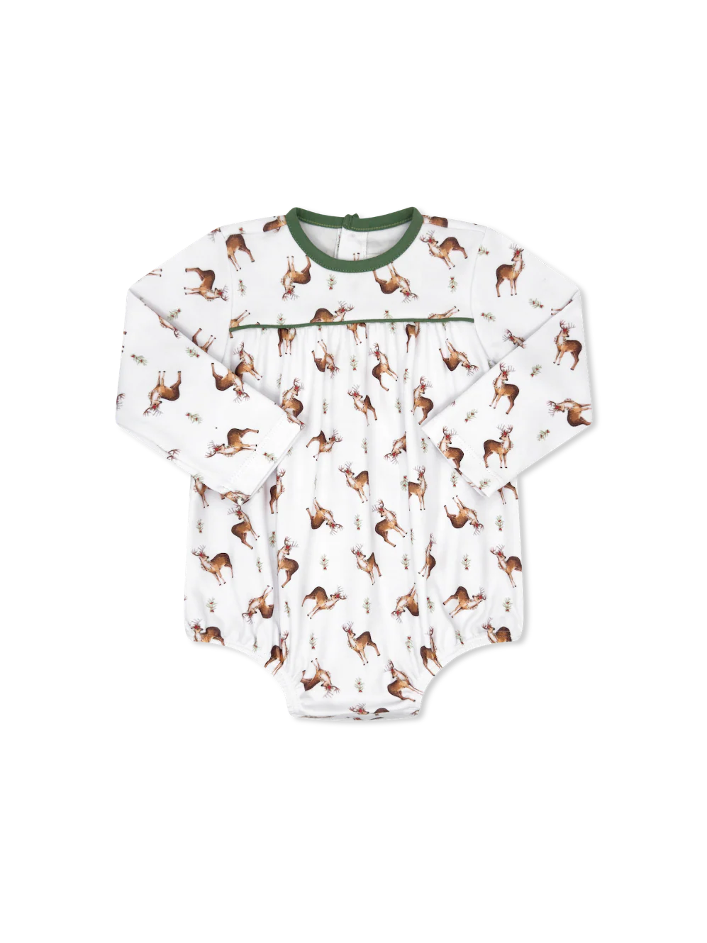 Mother May I Bubble Long Sleeve Print With Hunter Green Piping