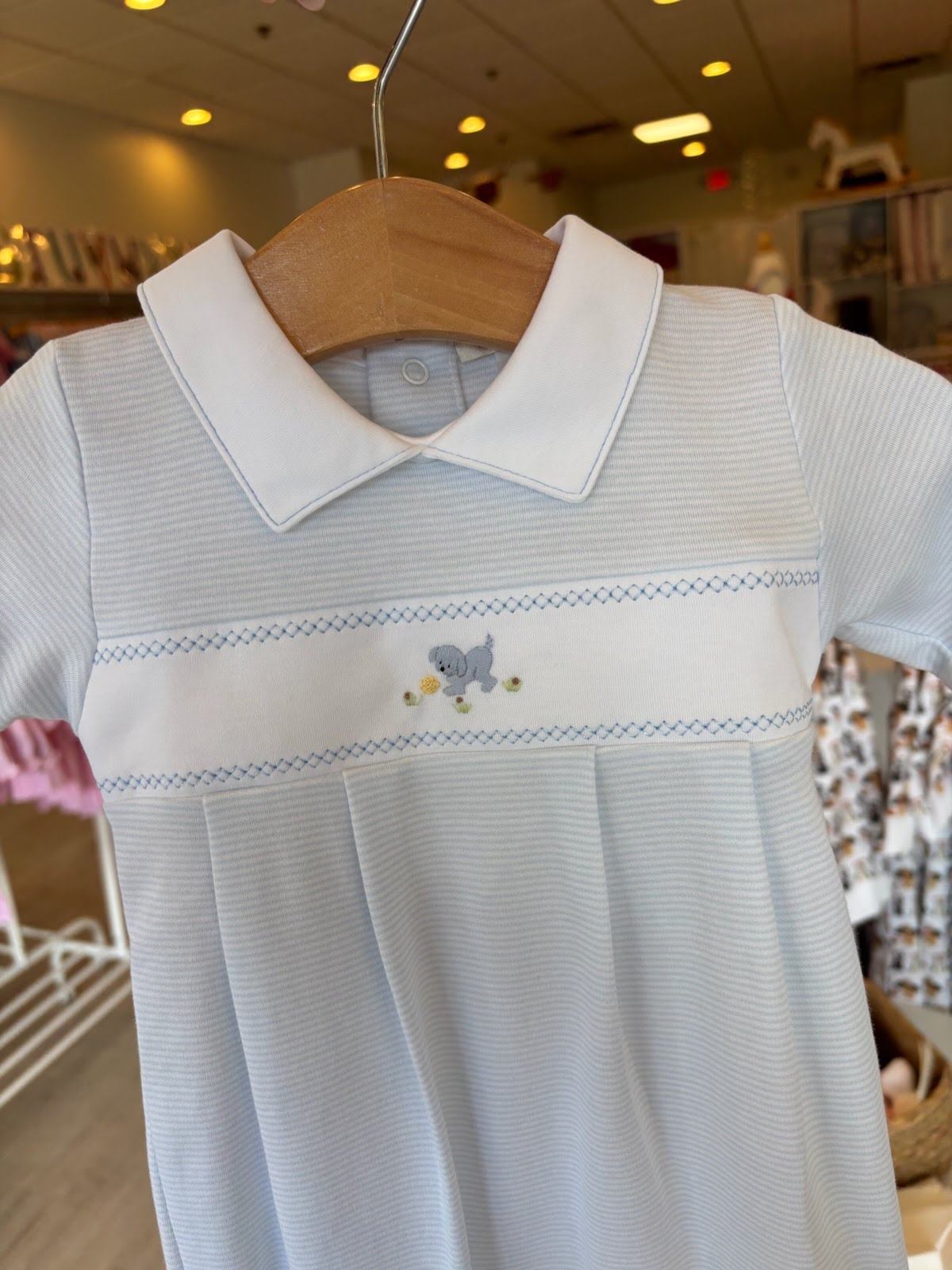 Premier Playful Pups Playsuit W/ Hand Embroidered Stripe