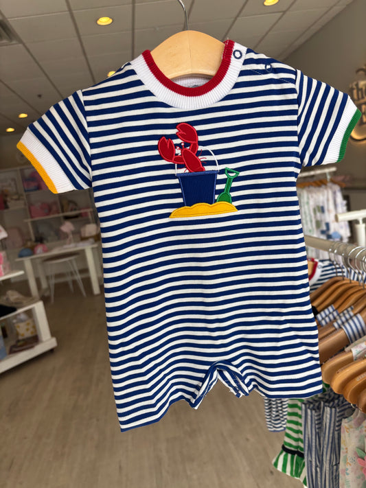 Stripe Knit Shortall with Lobster & Sand Toys