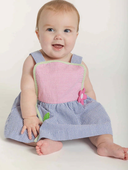 Seersucker Romper With Flower