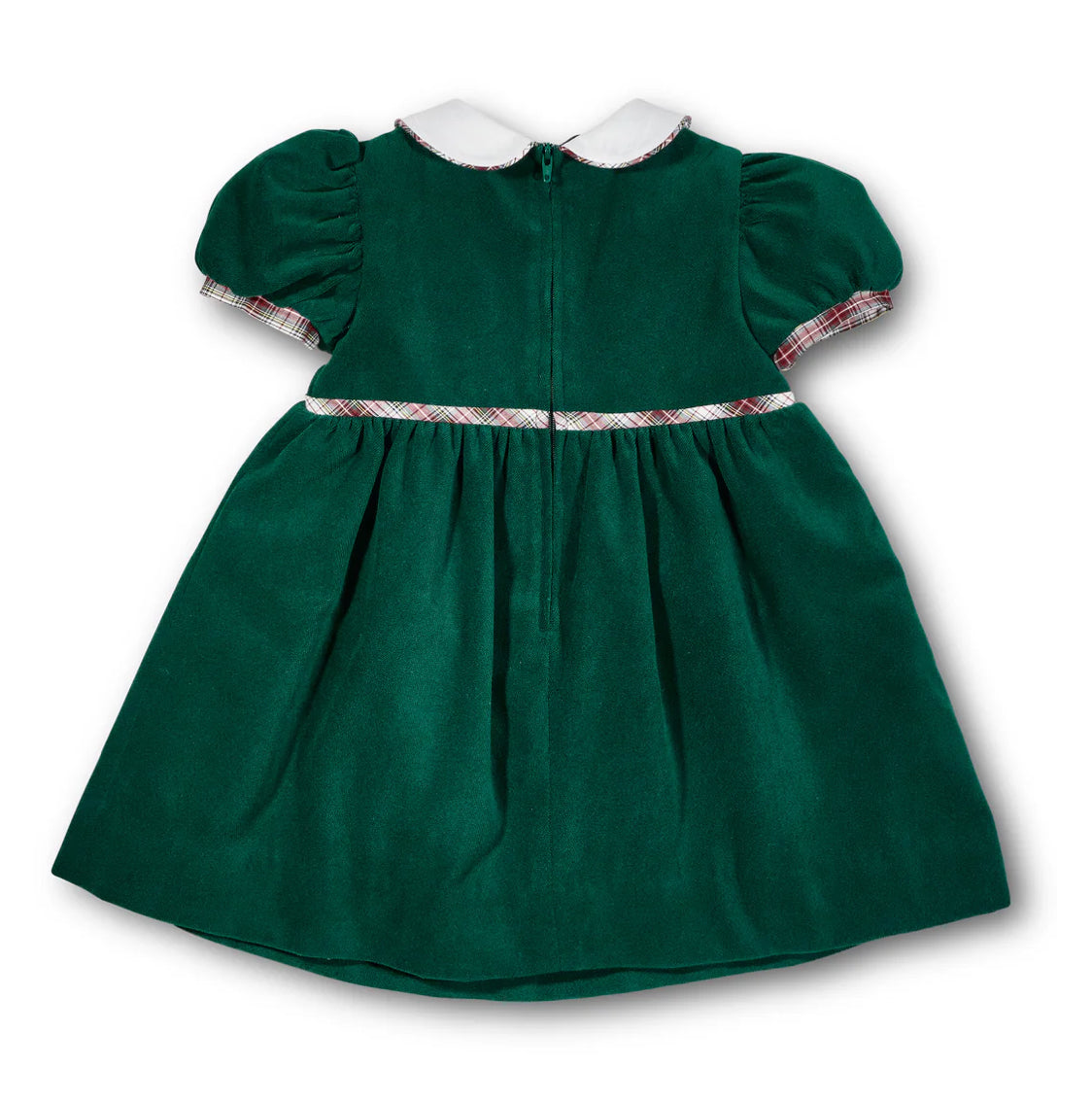 Velvet Waist Dress With Plaid Bows