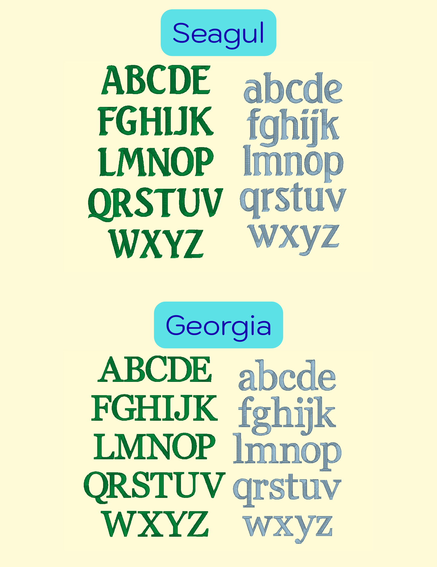 Basic Embroidery Fonts