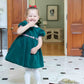 Velvet Waist Dress With Plaid Bows