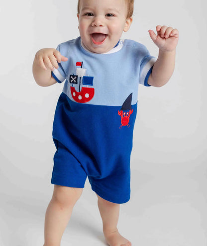 Knit Shortall With Pirate Ship & Crab
