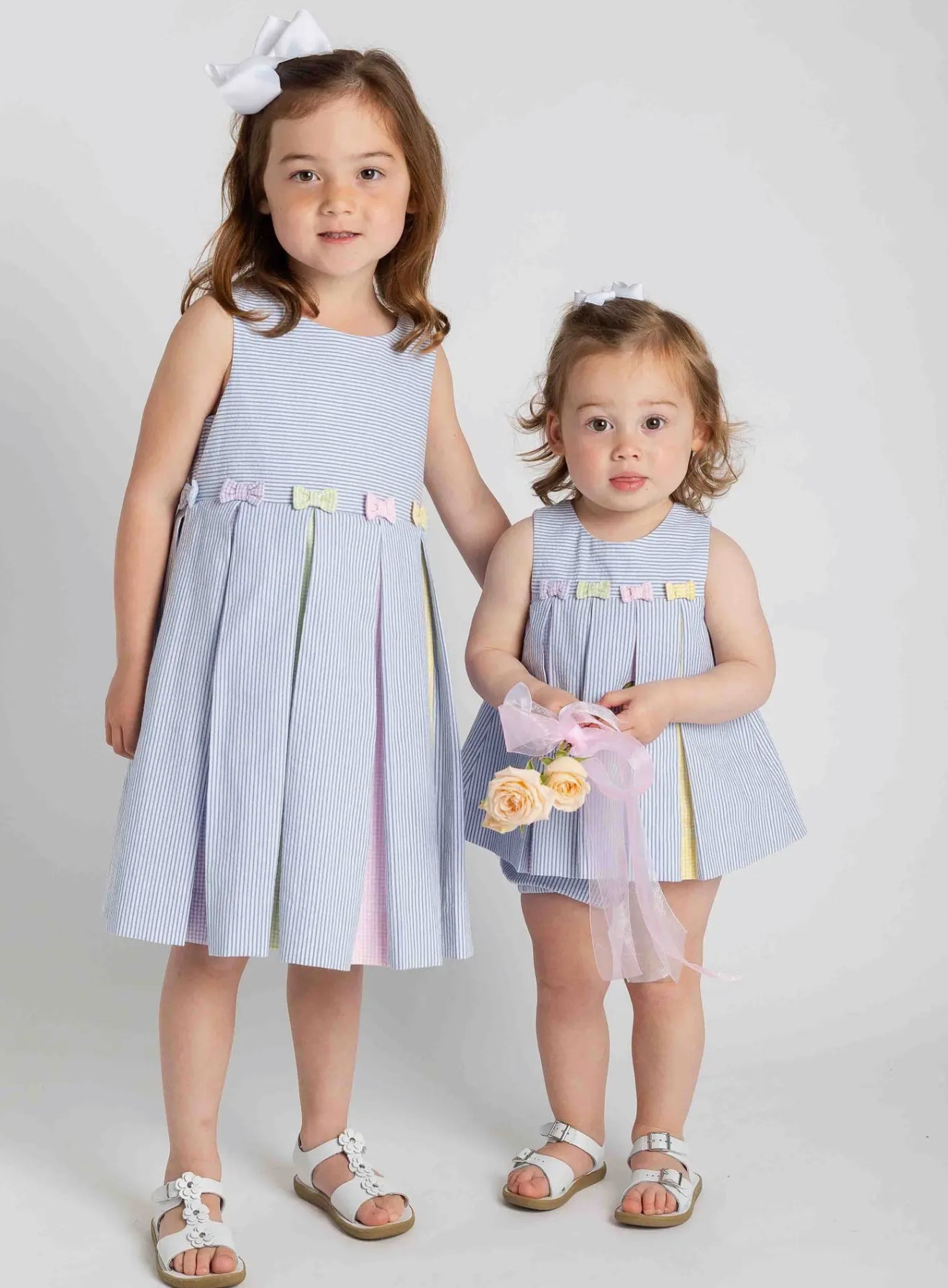 Multicolor Seersucker Dress & Bloomer