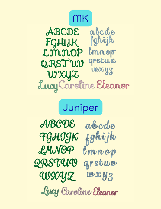 Basic Embroidery Fonts