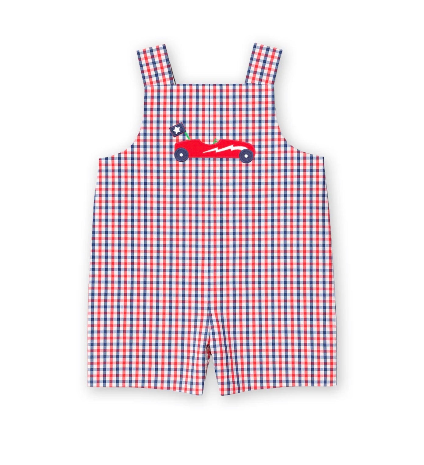Plaid Seersucker Shortall With Derby Car