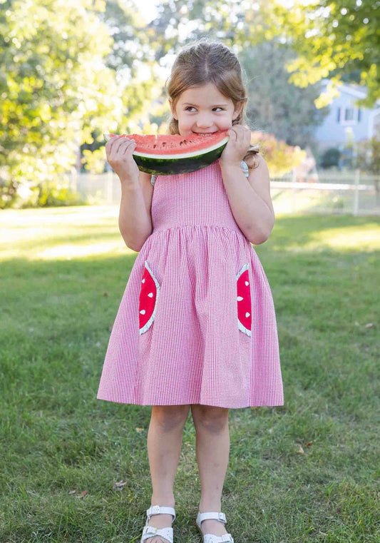 Check Seersucker Dress w/ Watermelon