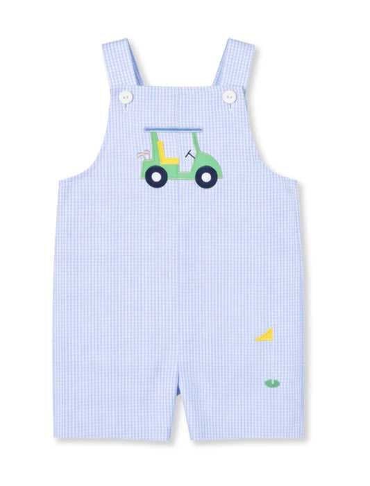 Check Seersucker Shortall With Golf Cart