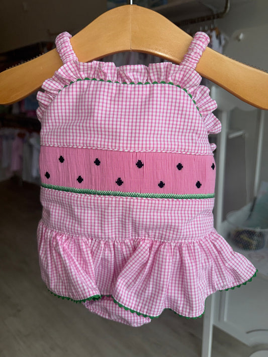 Watermelon Seersucker Girl's One Piece Swimsuit
