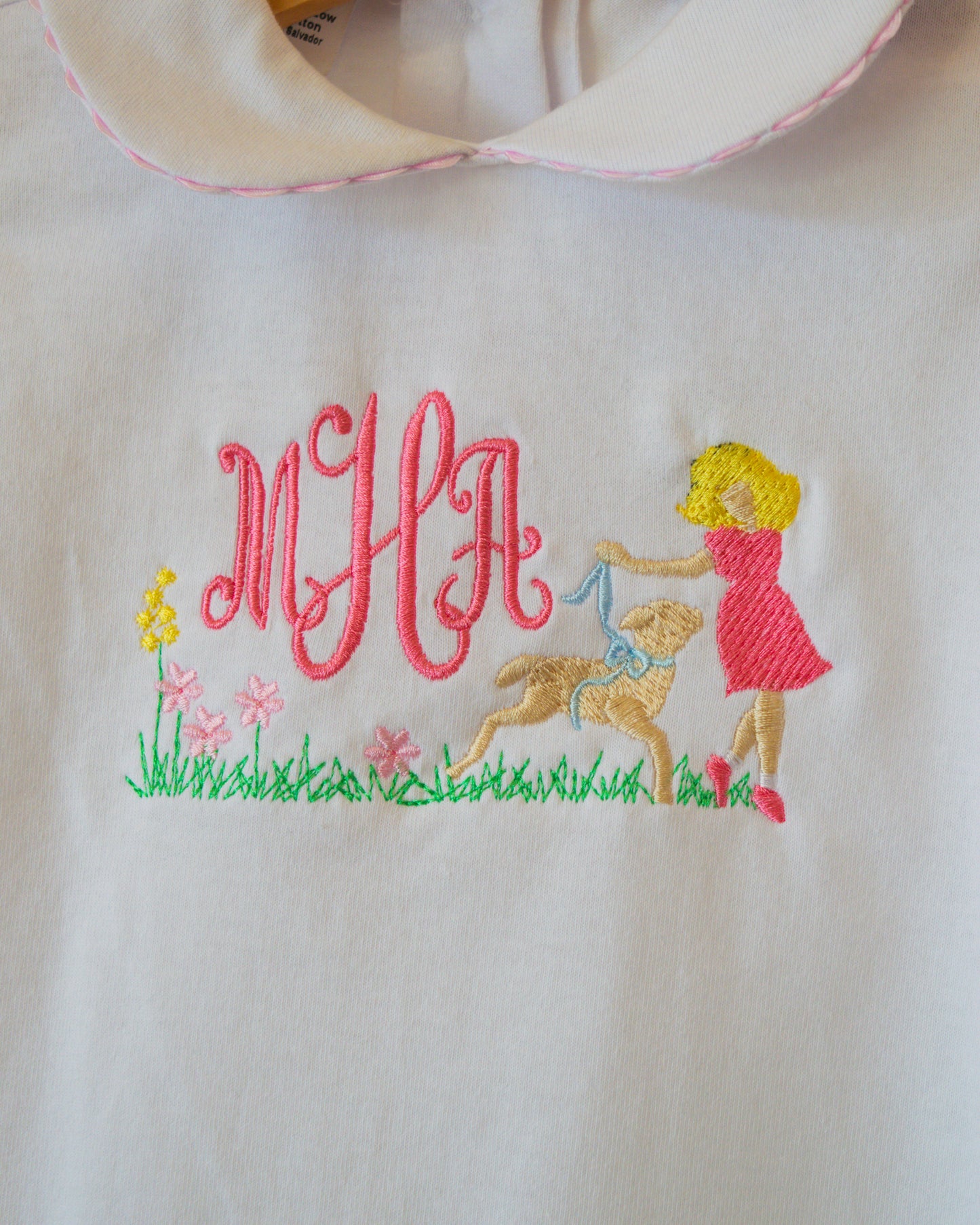 Girl Bubble with Pink Peter Pan Collar