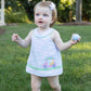 Check Seersucker Skirted Romper W/Golf Cart