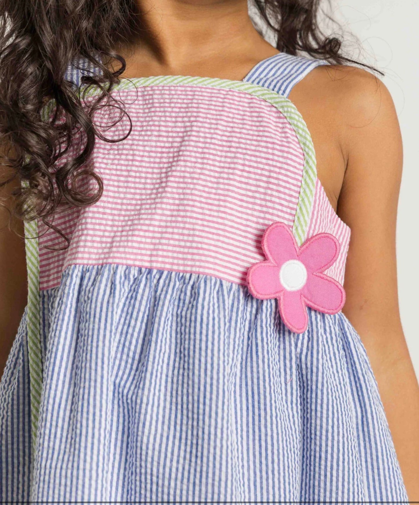 Seersucker Dress With Flowers