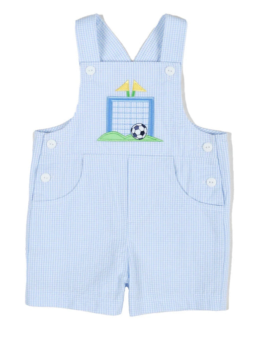 Check Seersucker Shortall w/ Soccer Goal