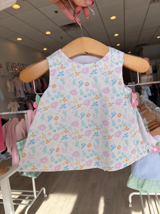 Printed Pique Dress and Bloomer with Flowers