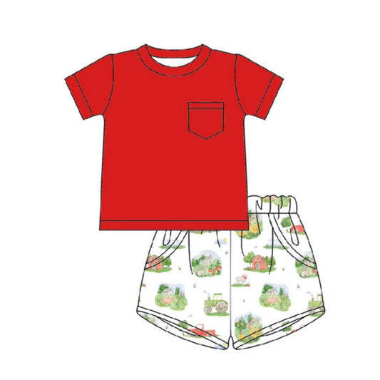 Pocket Tee and Printed Short Set