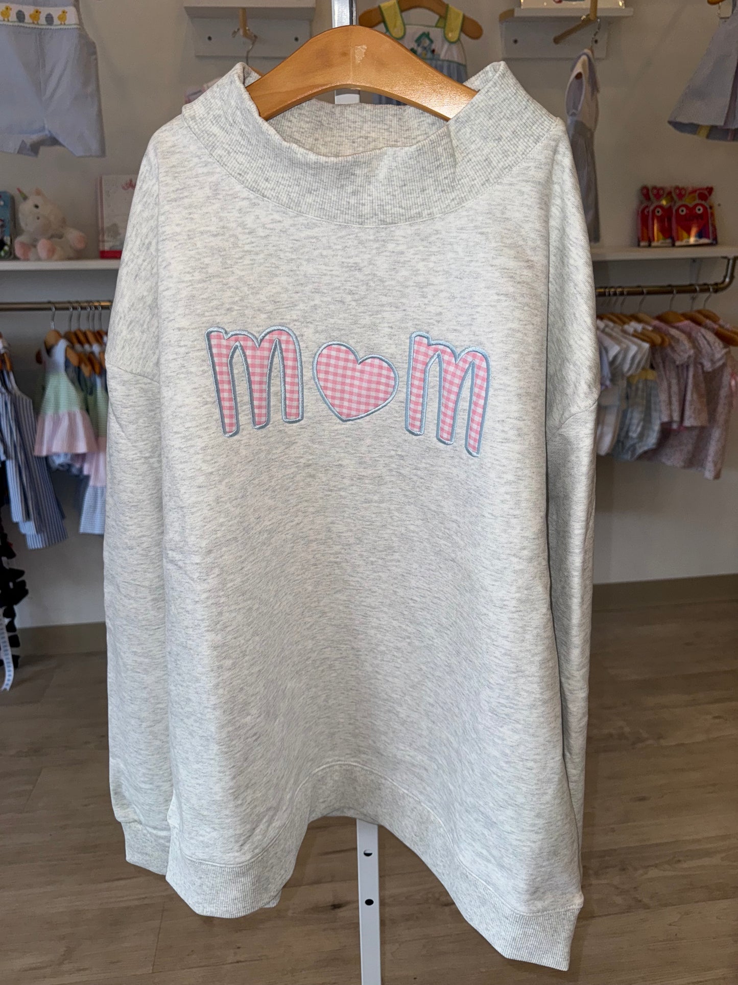 Mom Applique Mock Neck