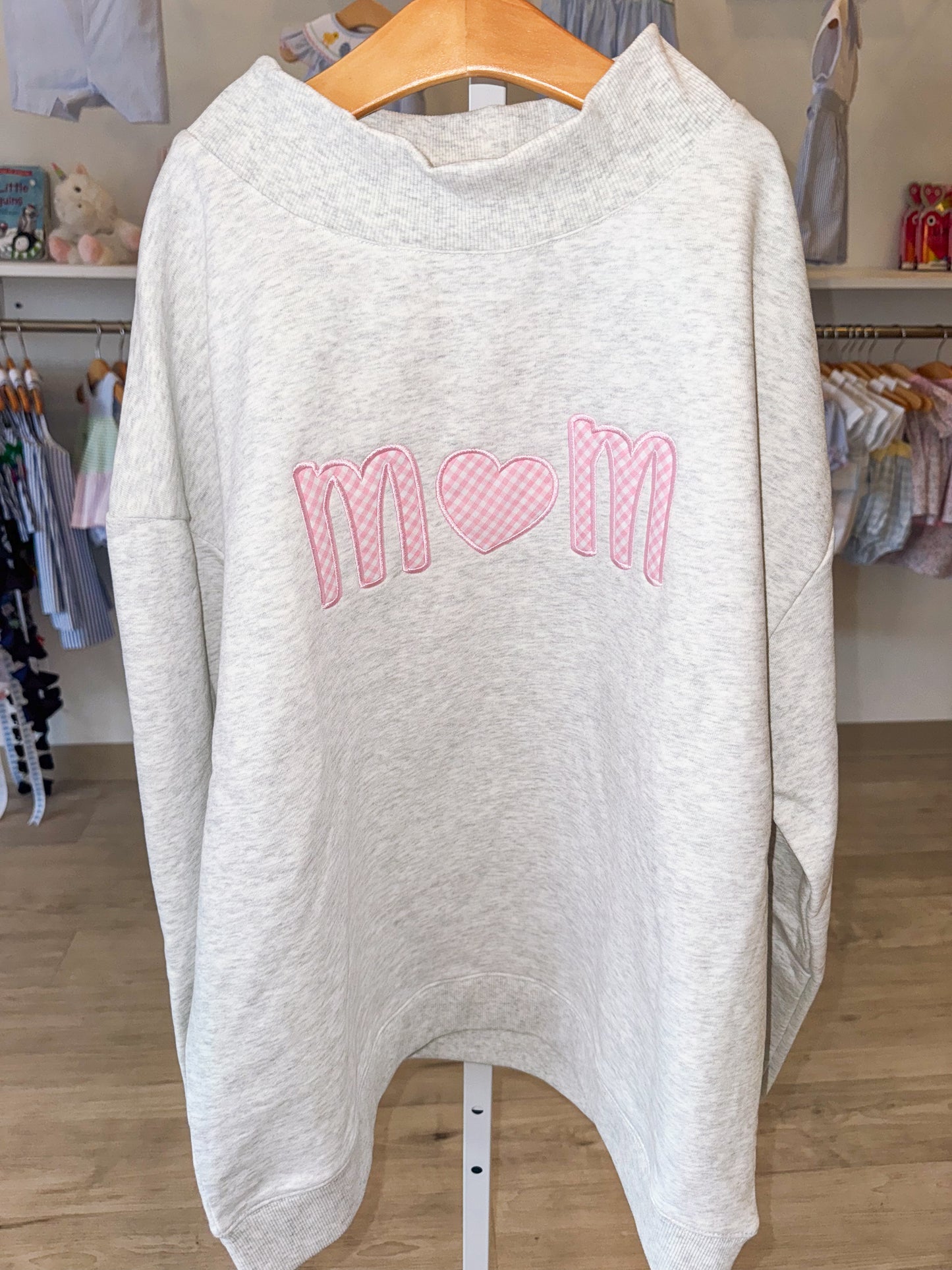 Mom Applique Mock Neck