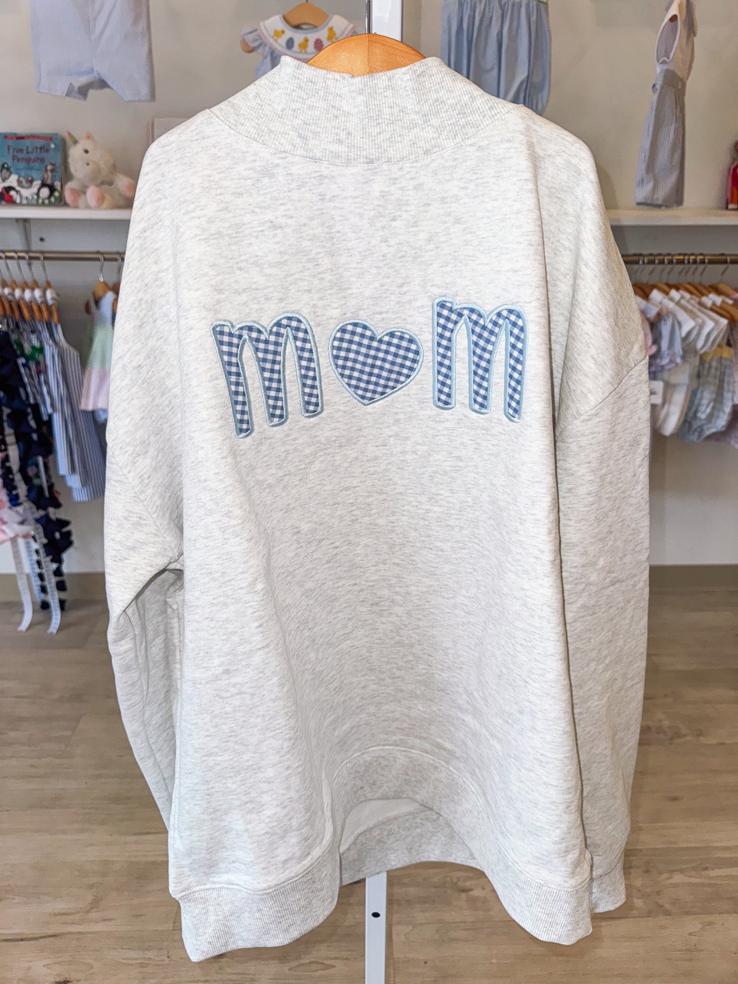 Mom Applique Mock Neck