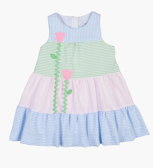 Seersucker Dress With Tulips