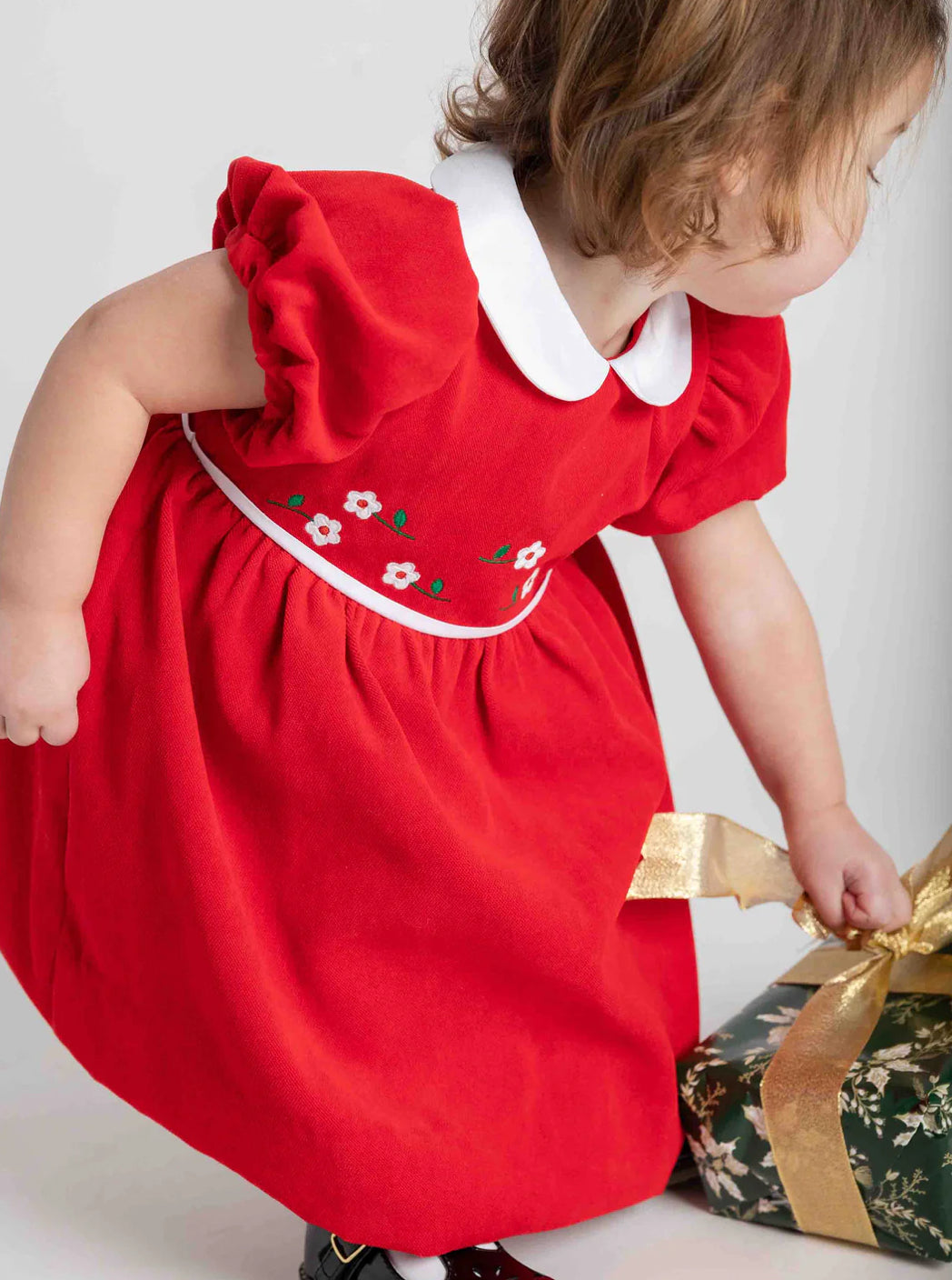 Velvet Waist Dress With Flowers