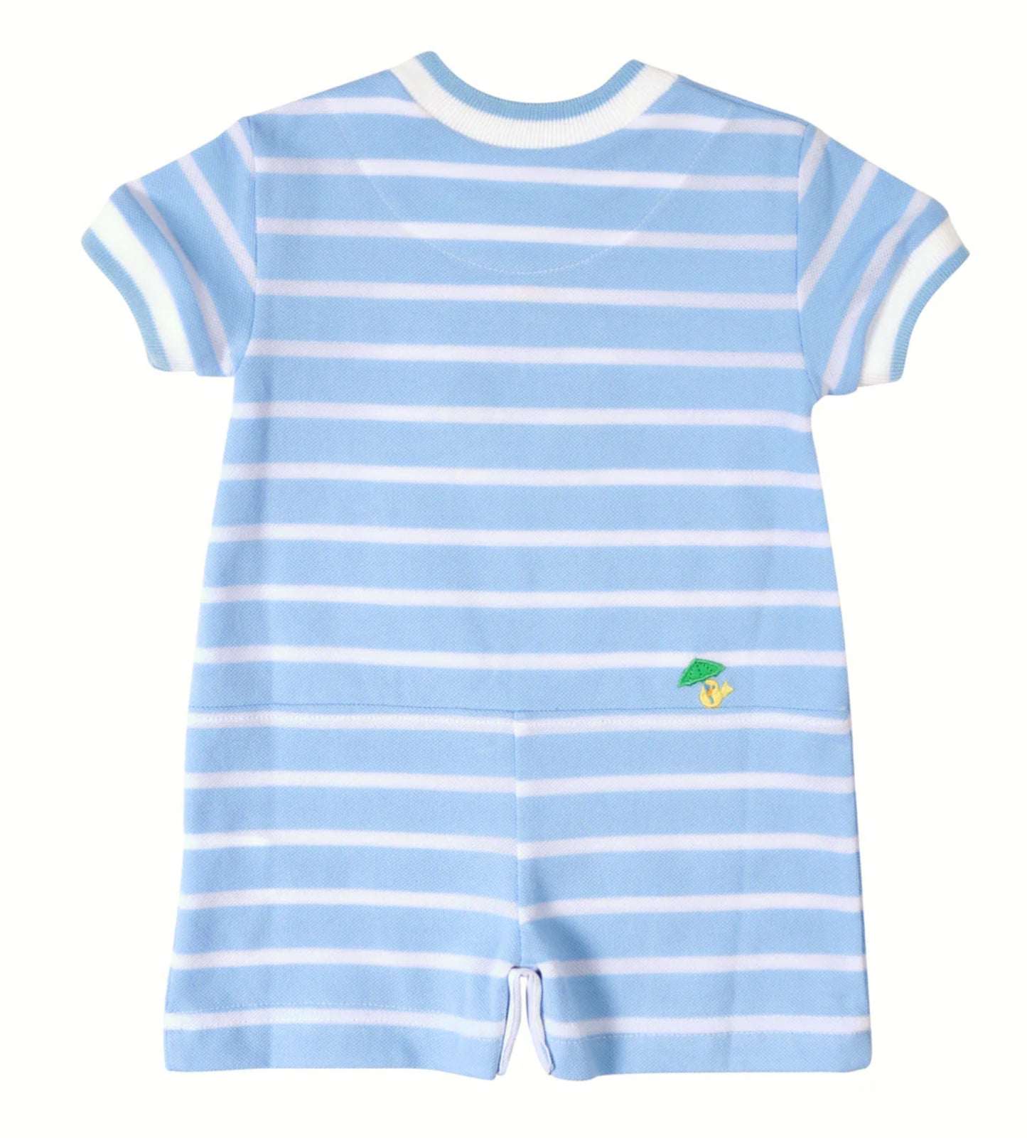 Stripe Knit Shortall With Elephant & Friends