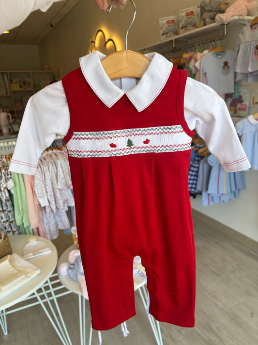 CLB Holiday Medley Overall Set w/ Hand Smocked