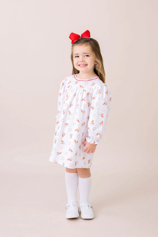 Mother May I Dress Long Sleeve Print With Red Picot
