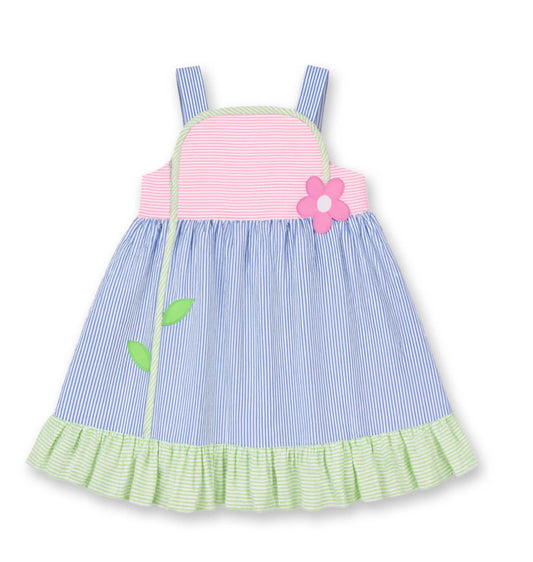 Seersucker Dress With Flowers