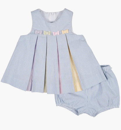 Multicolor Seersucker Dress & Bloomer
