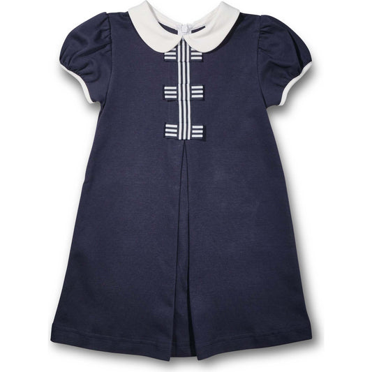 Knit Dress With Stripe Ribbon Bows