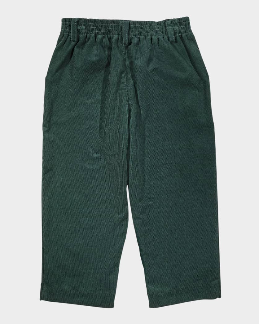 Green Corduroy Fake Fly Pants