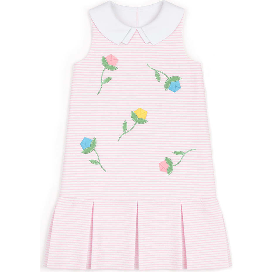 Stripe Pique Dress With Tulips