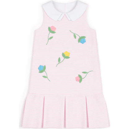 Stripe Pique Dress With Tulips