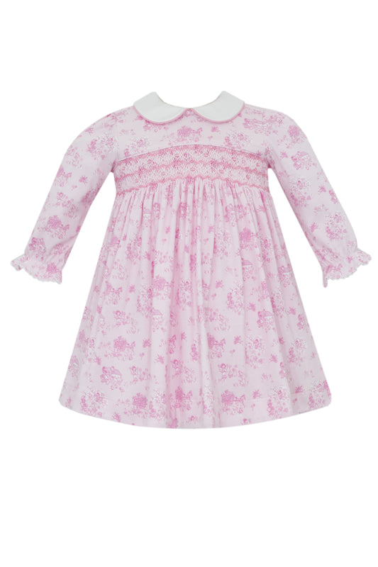 French Toile Print Knit Dress