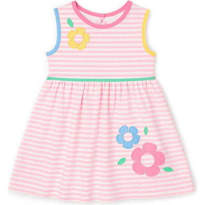 Stripe Knit Dress With Flowers